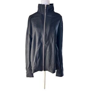 Rag & Bone Women's Japanese Knit Super Fine Wool Full Zip Sweatshirt Black XL NW